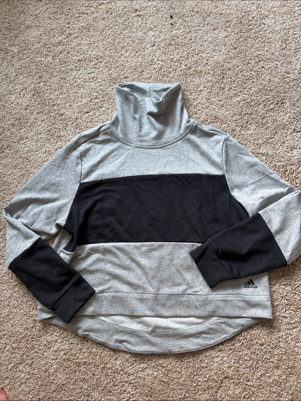 adidas Gray and Black Colorblock Turtleneck Sweatshirt